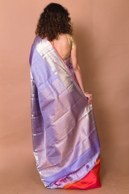 Kanchipuram Silk Brocade Violet Saree