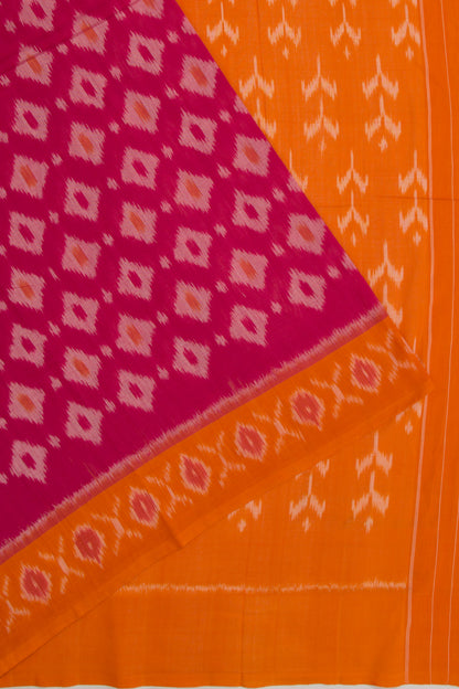 Pochampally Cotton Ikat Pink Saree