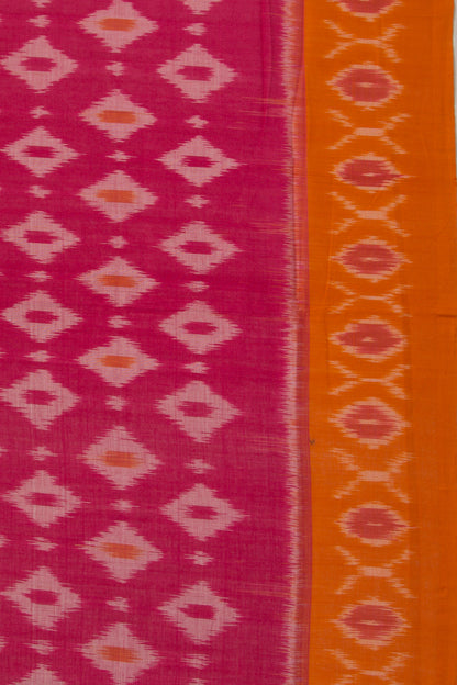 Pochampally Cotton Ikat Pink Saree