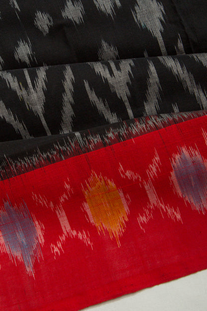 Pochampally Cotton Ikat Black Saree