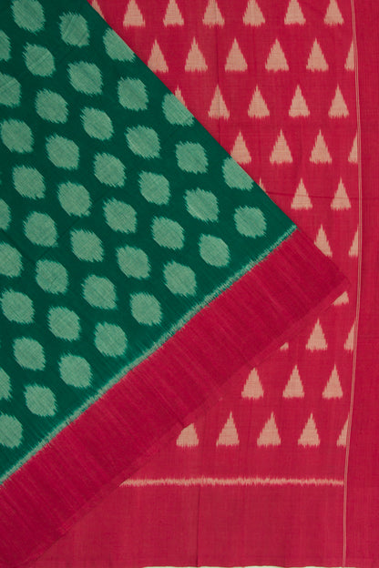 Pochampally Cotton Ikat Dark Green Saree