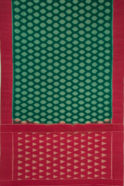 Pochampally Cotton Ikat Dark Green Saree