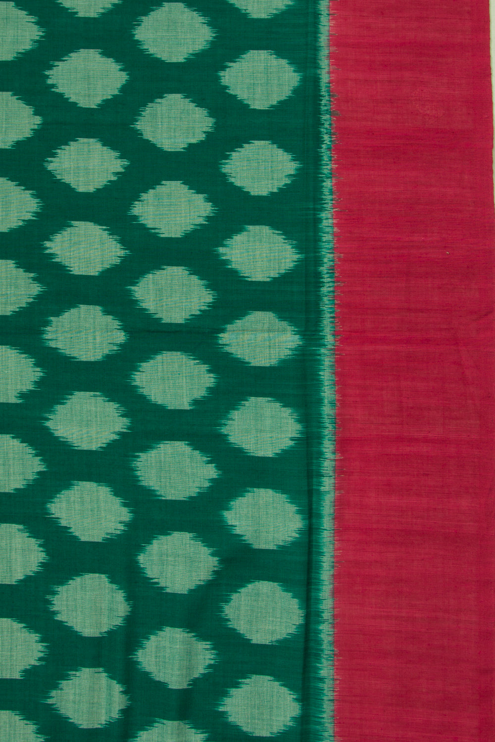 Pochampally Cotton Ikat Dark Green Saree