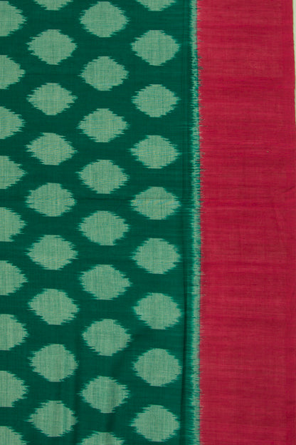 Pochampally Cotton Ikat Dark Green Saree