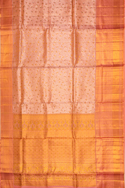 Kanchipuram Silk Tissue Brocade Pink Saree