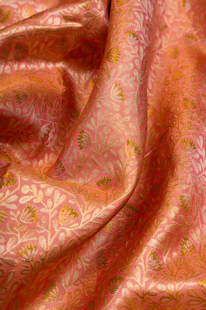 Kanchipuram Silk Tissue Brocade Pink Saree