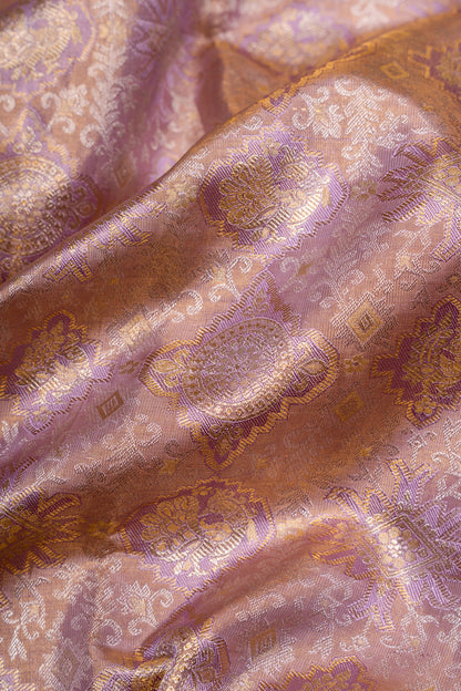 Kanchipuram Silk Tissue Brocade Lavender Saree