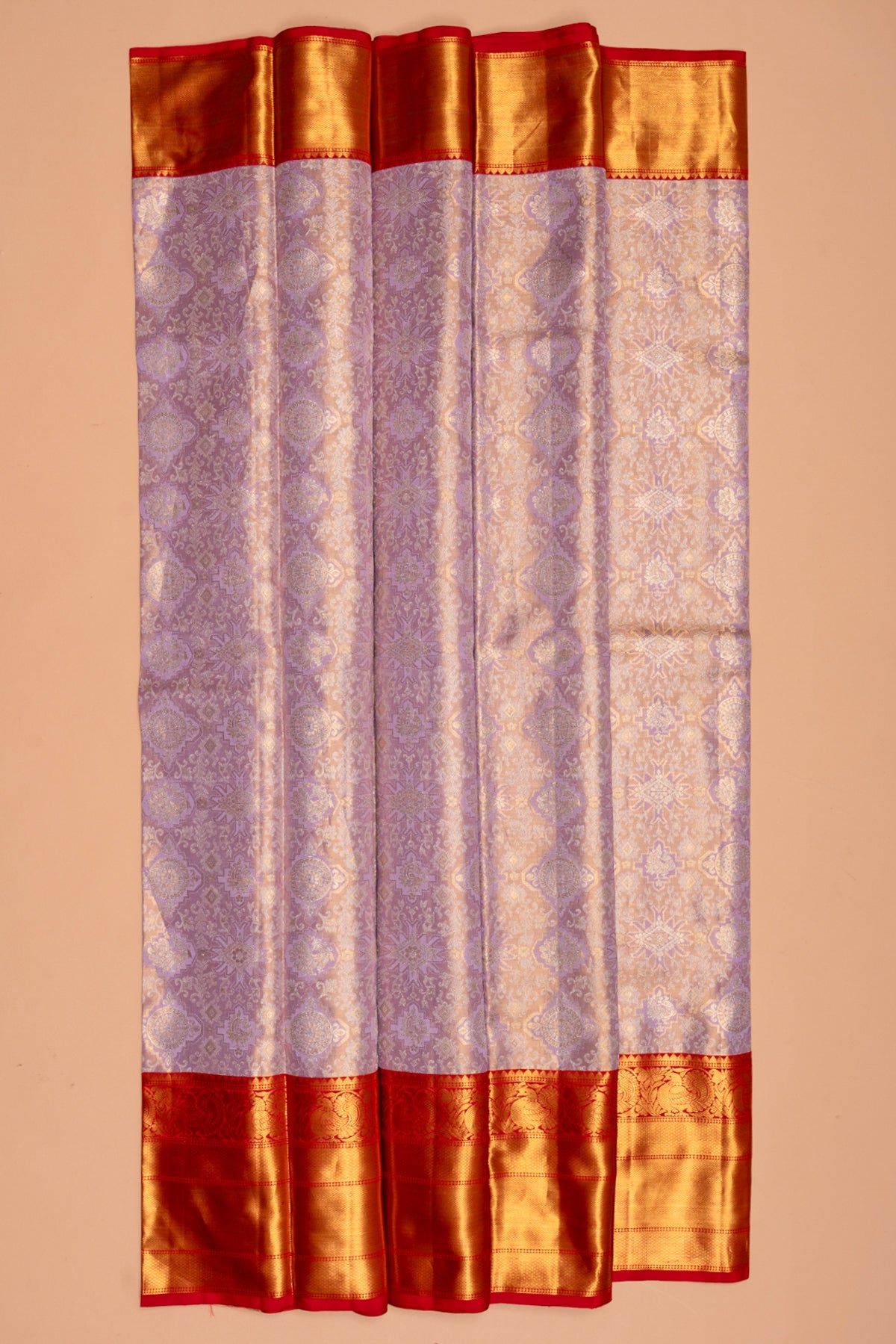 Kanchipuram Silk Tissue Brocade Lavender Saree