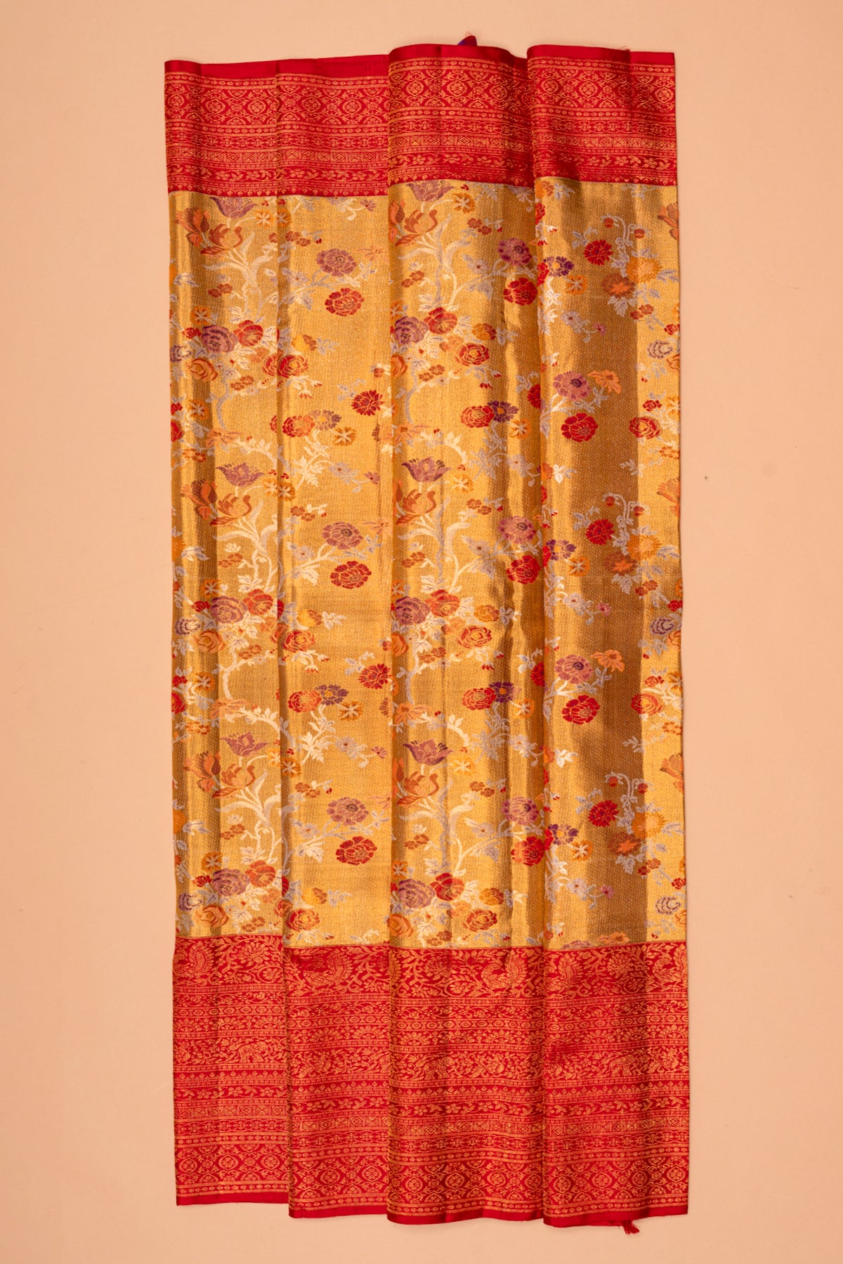 Kanchipuram Silk Tissue Jaal Gold Saree