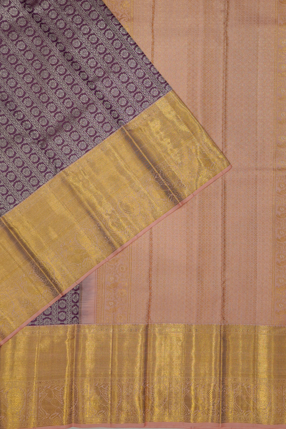 Kanchipuram Silk Brocade Purple Saree