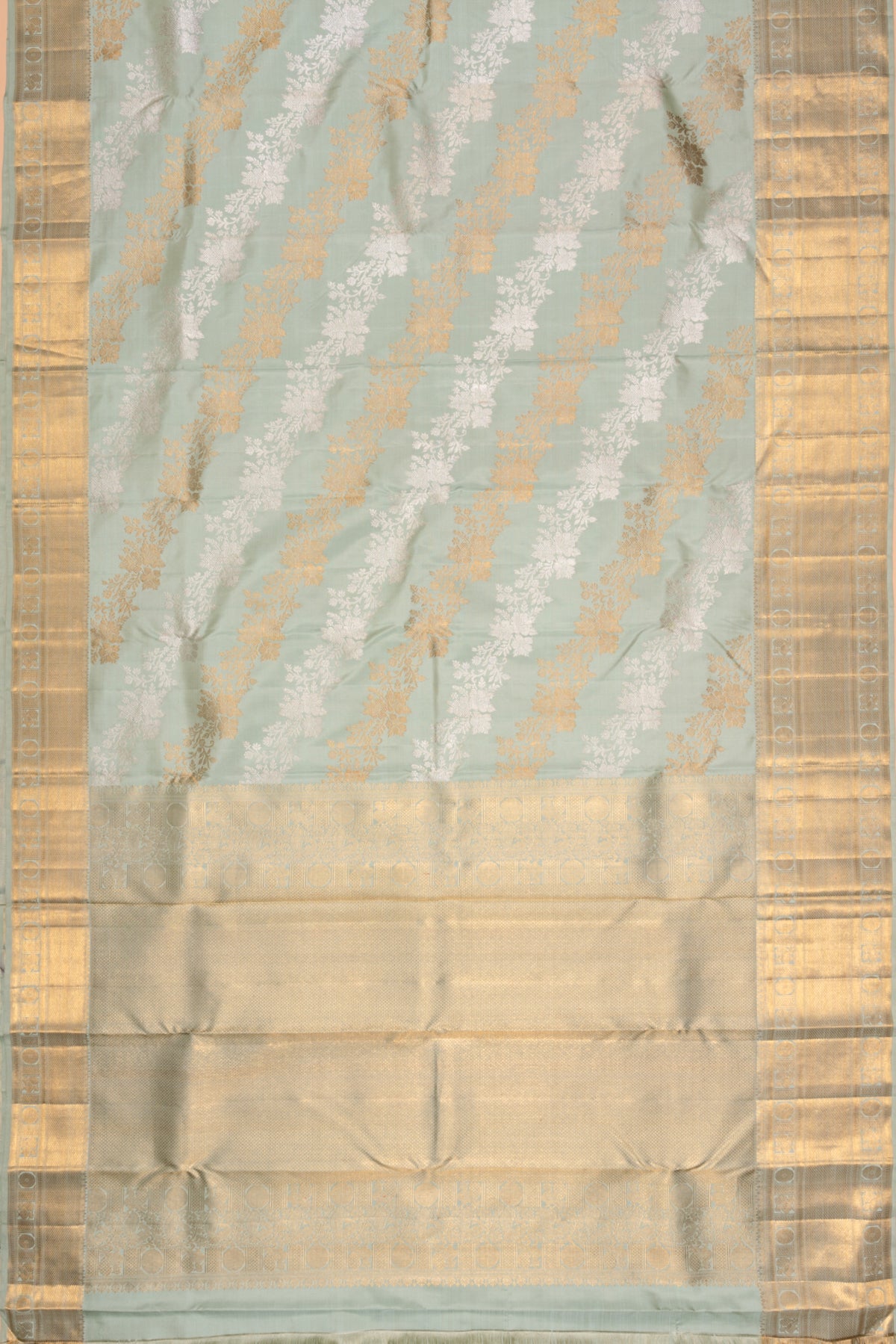 Kanchipuram Silk Jaal Pastel Blue Saree