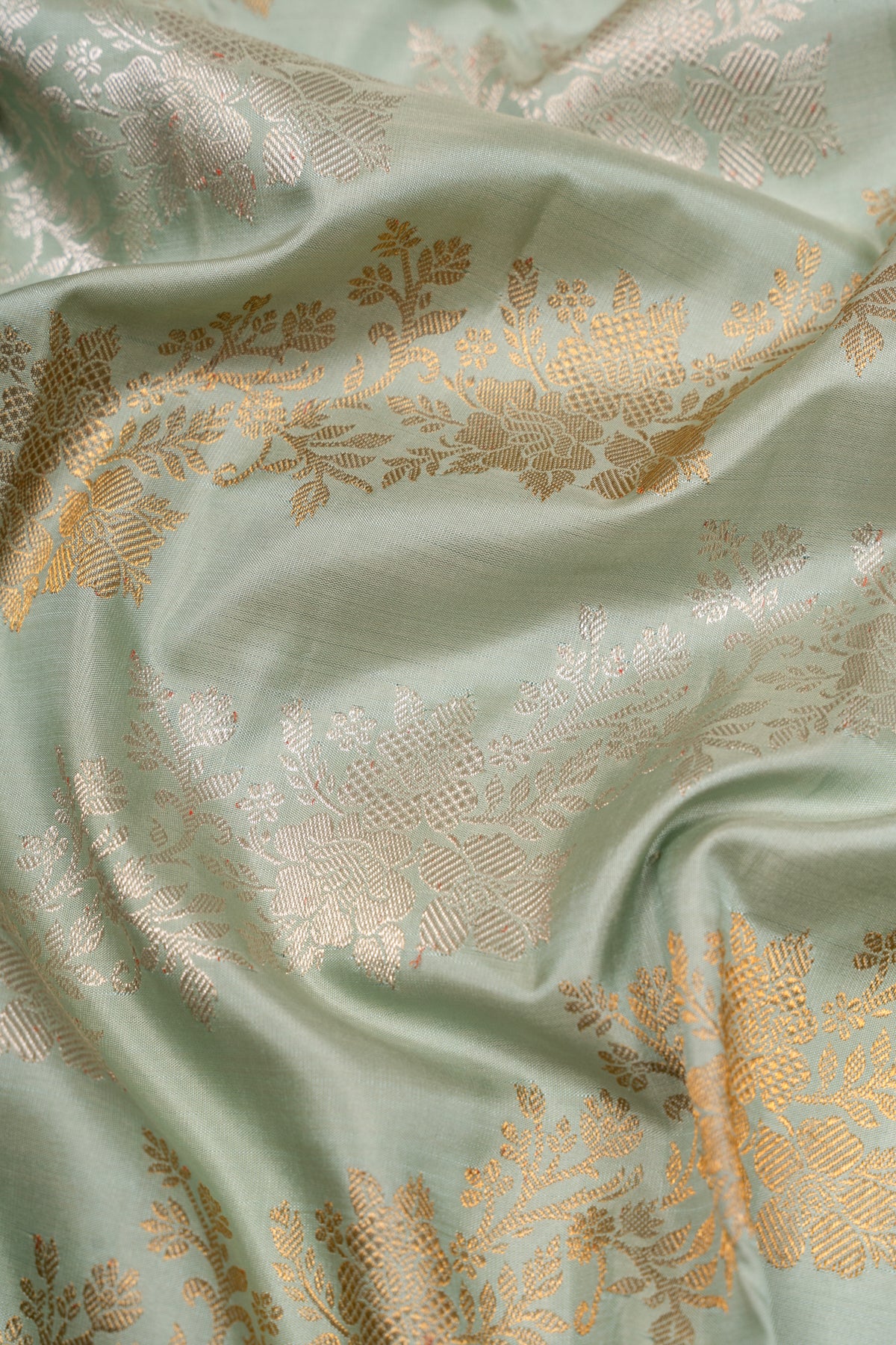 Kanchipuram Silk Jaal Pastel Blue Saree