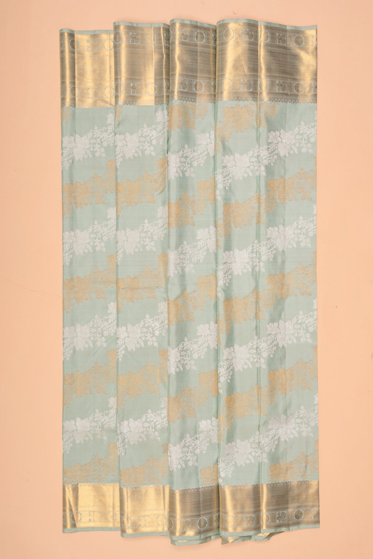 Kanchipuram Silk Jaal Pastel Blue Saree