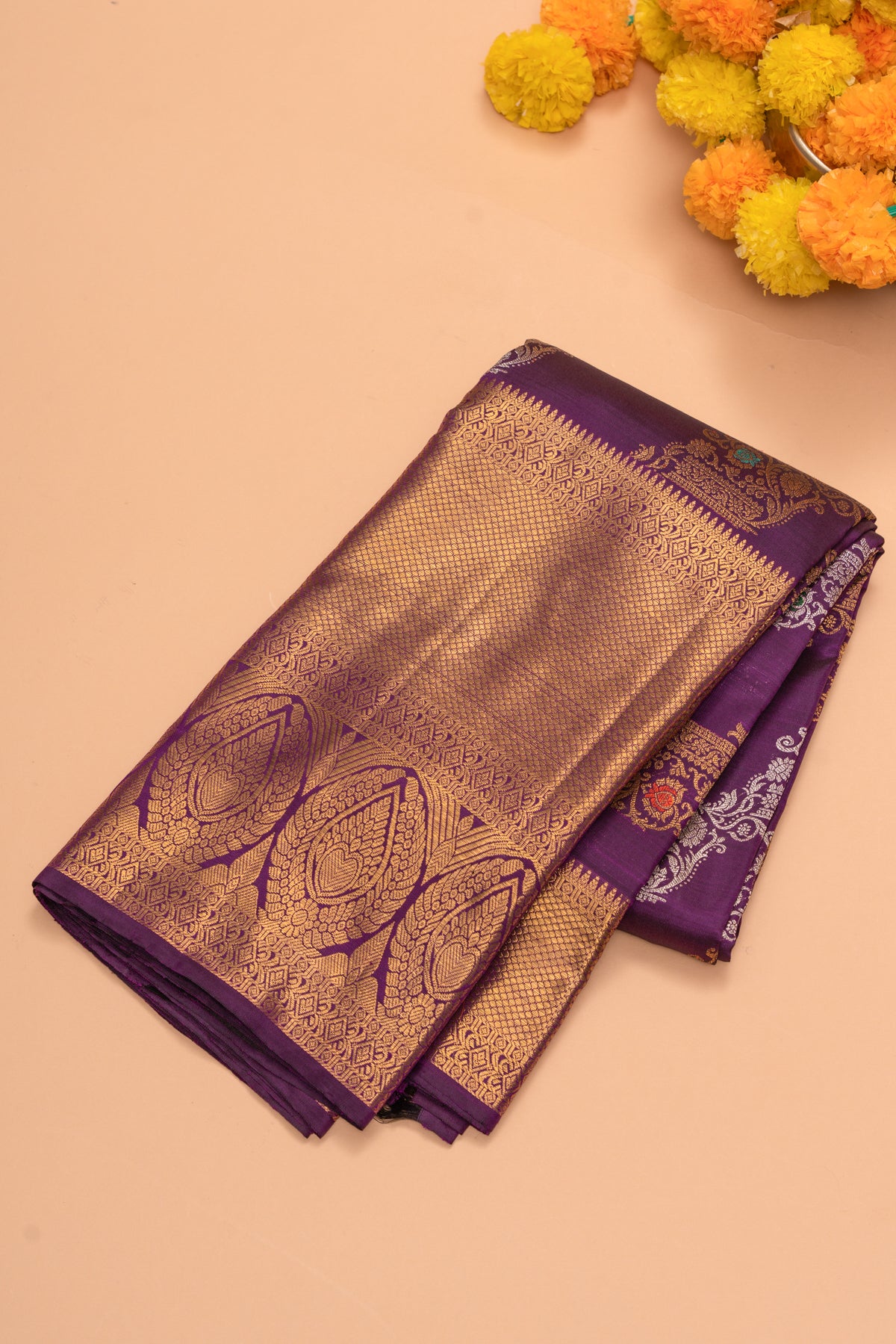 Kanchipuram Silk Jaal Purple Saree
