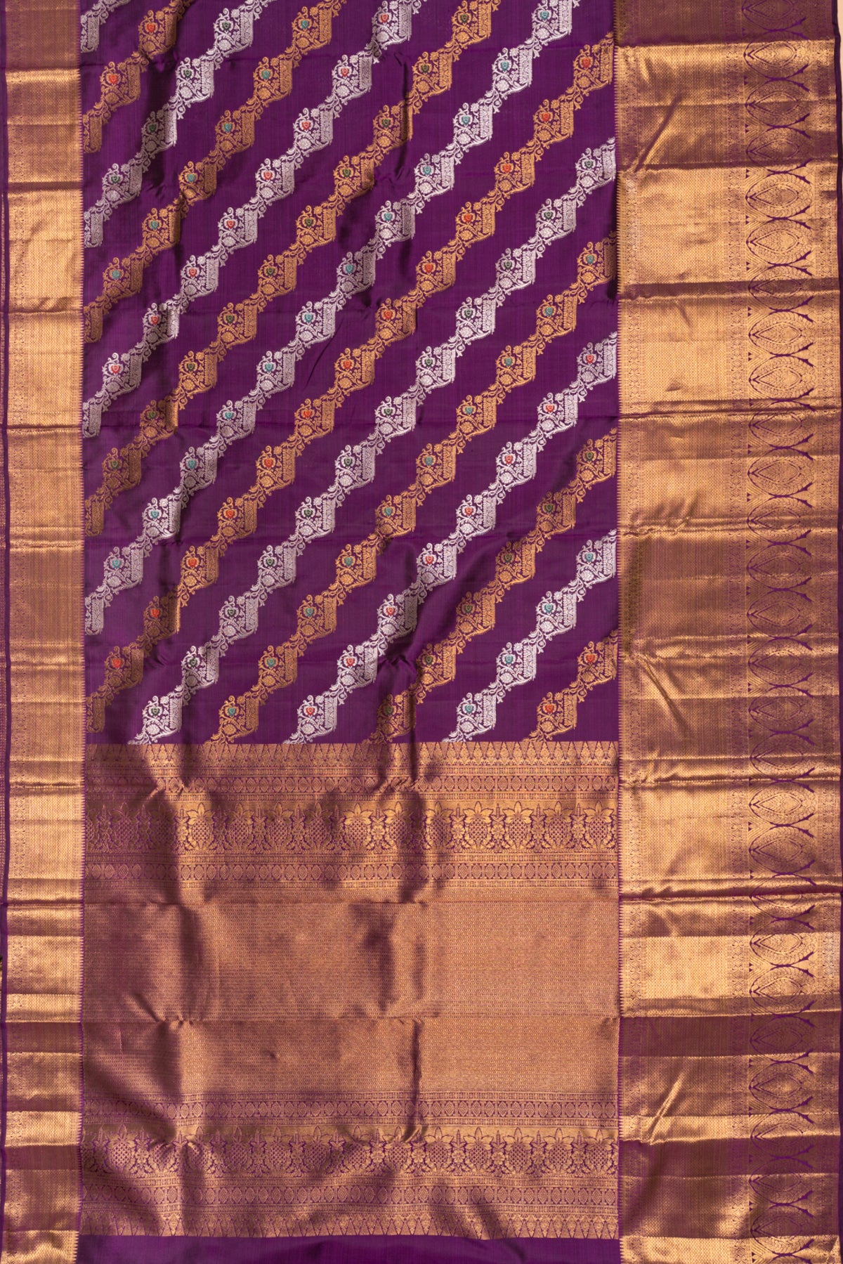 Kanchipuram Silk Jaal Purple Saree