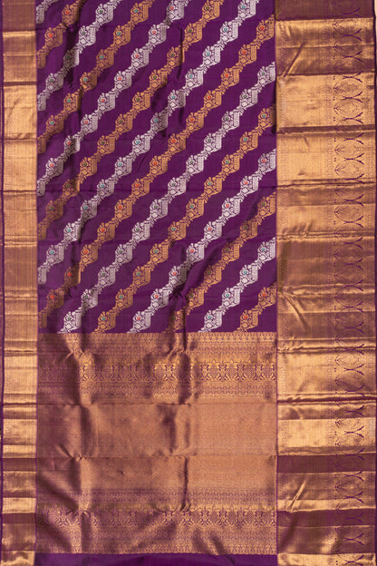 Kanchipuram Silk Jaal Purple Saree
