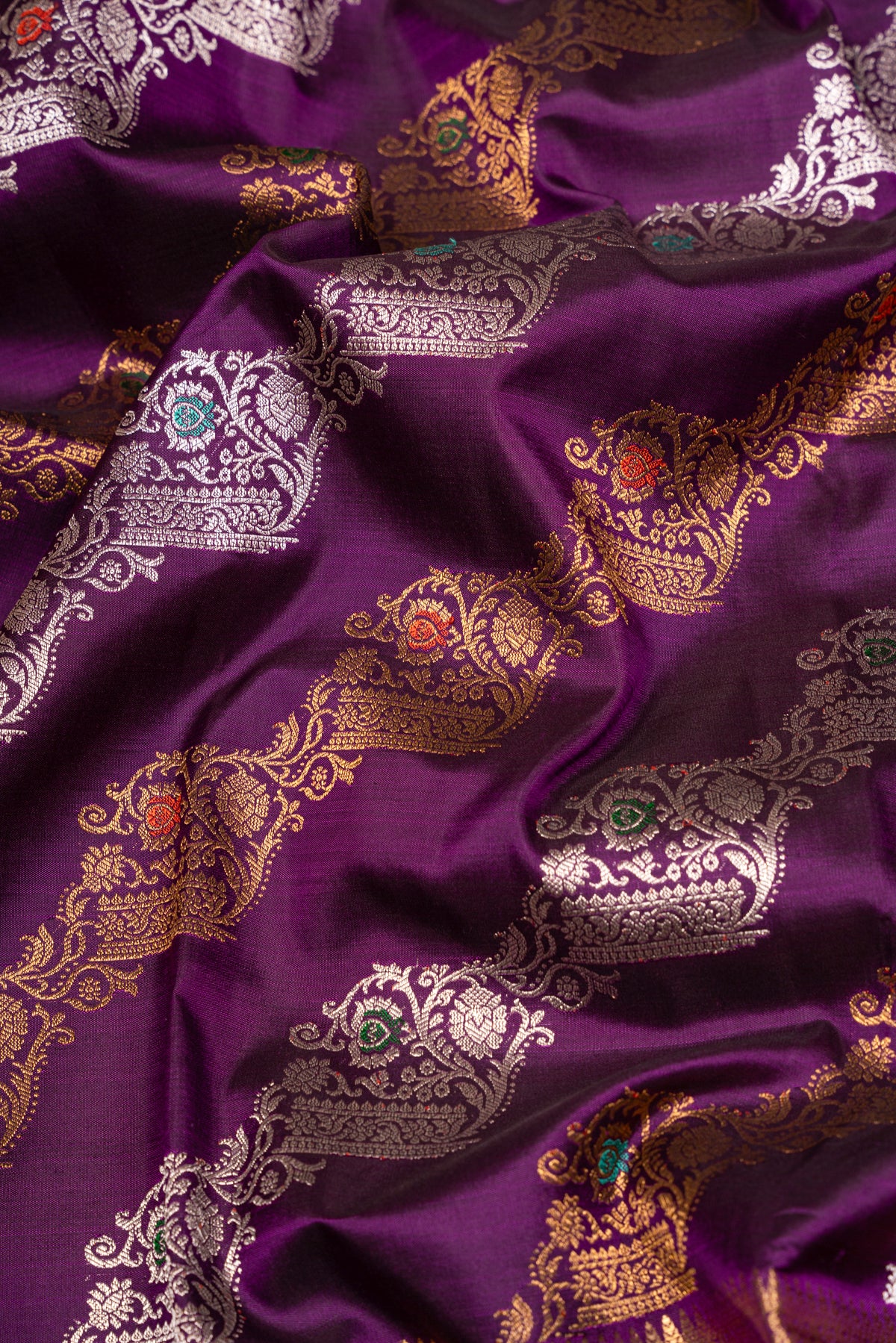 Kanchipuram Silk Jaal Purple Saree