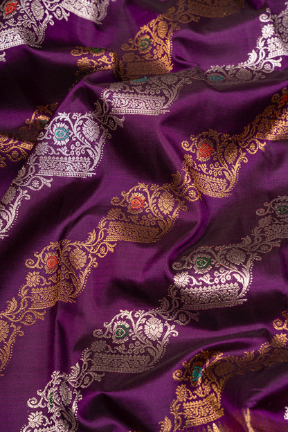 Kanchipuram Silk Jaal Purple Saree