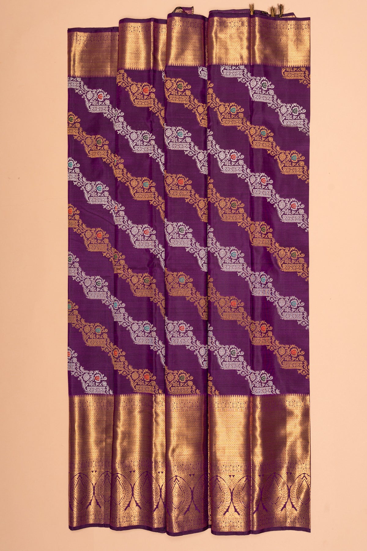 Kanchipuram Silk Jaal Purple Saree