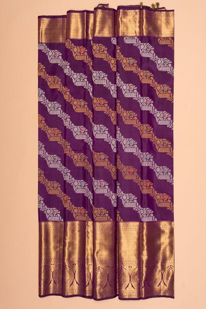 Kanchipuram Silk Jaal Purple Saree