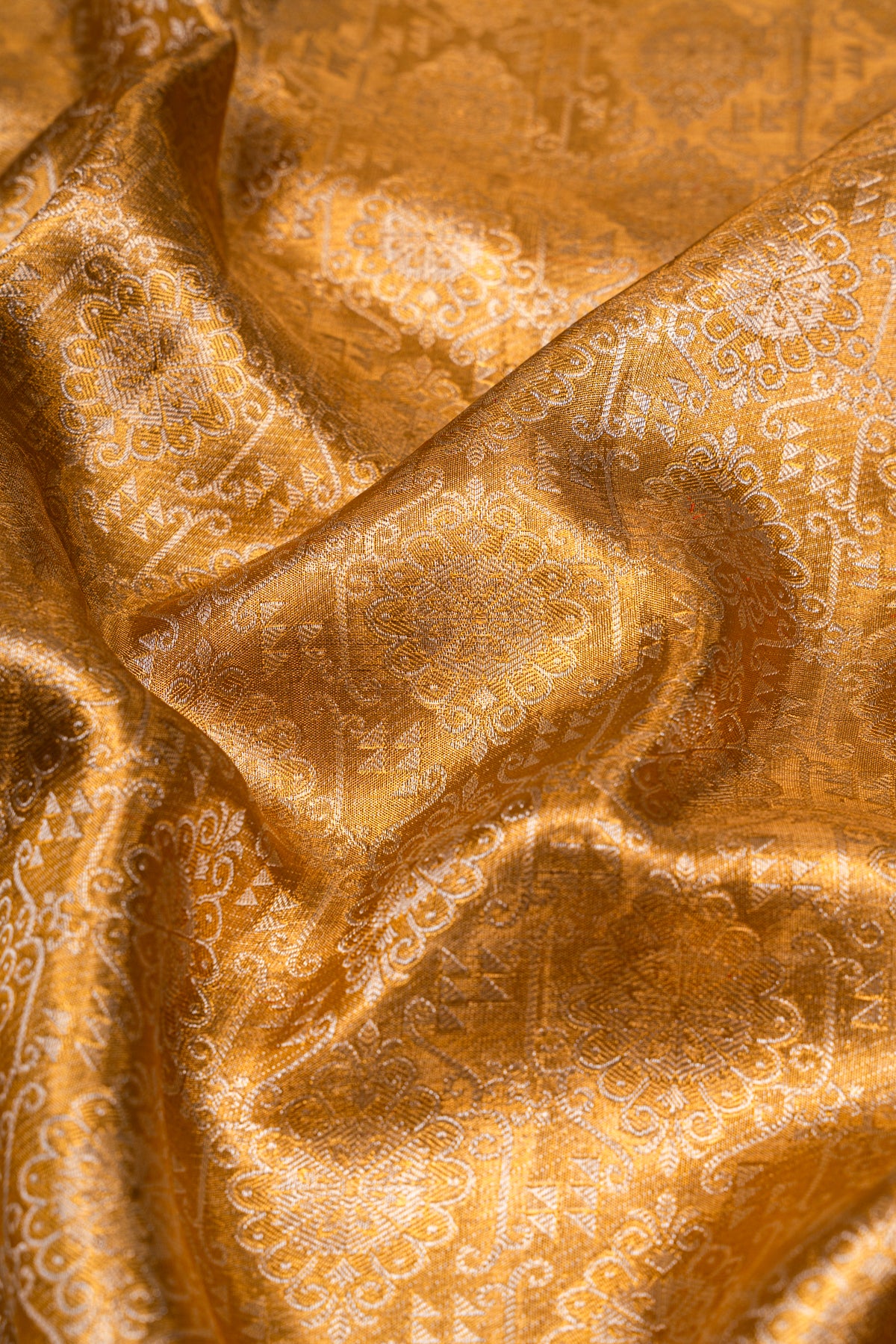 Kanchipuram Silk Tissue Brocade Gold Saree