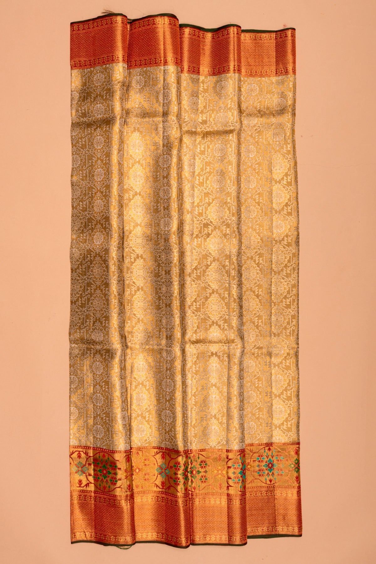 Kanchipuram Silk Tissue Brocade Gold Saree