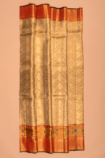 Kanchipuram Silk Tissue Brocade Gold Saree