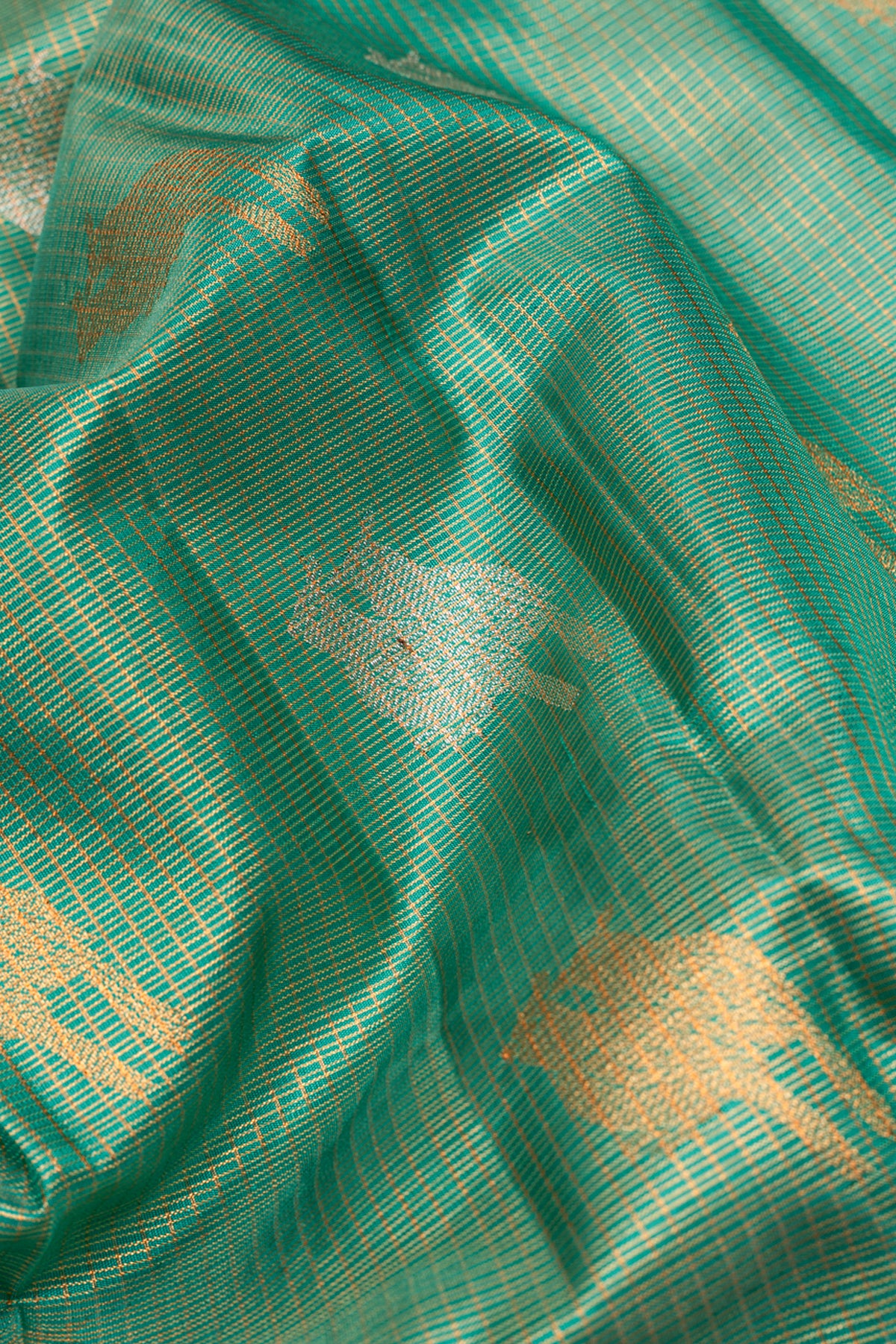 Kanchipuram Silk Checks And Butta Green Saree