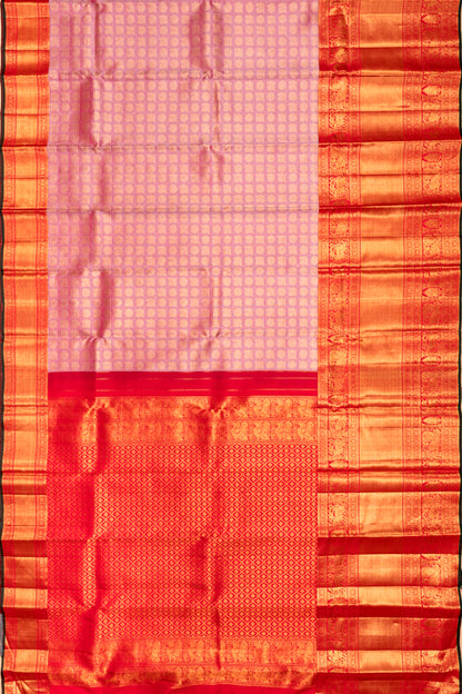 Kanchipuram Silk Oosi Lines And Butta Pink Saree