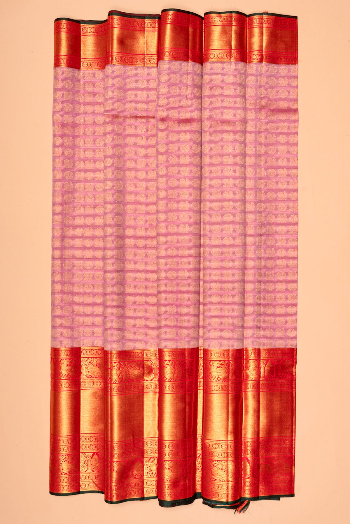 Kanchipuram Silk Oosi Lines And Butta Pink Saree