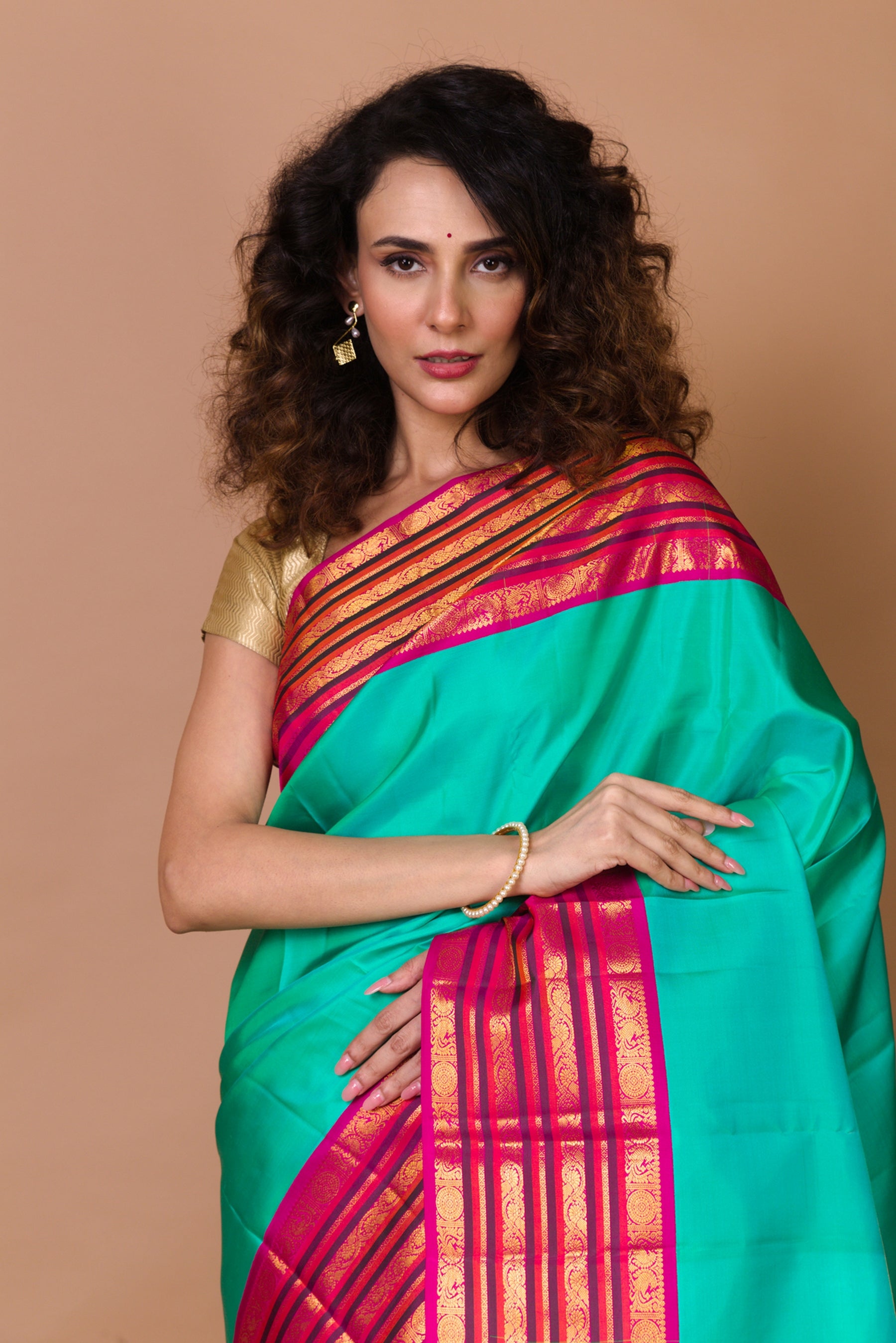 Kanchipuram Silk Plain Green Saree