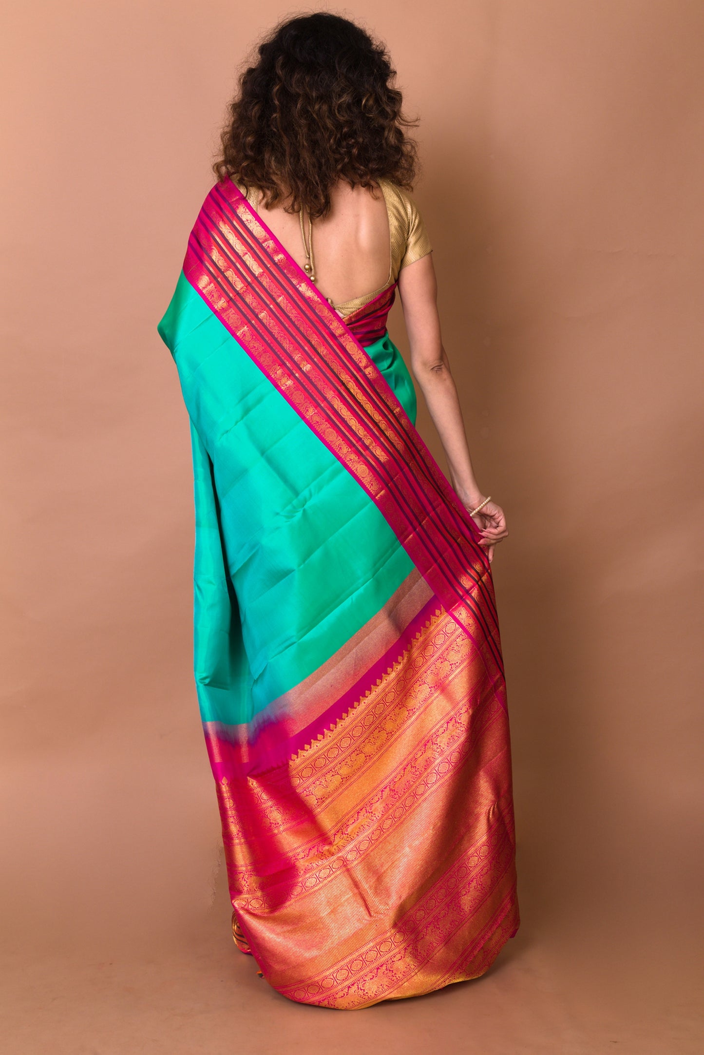 Kanchipuram Silk Plain Green Saree