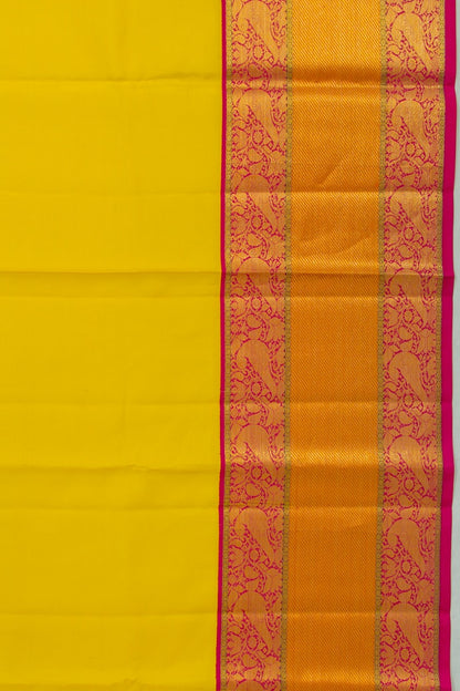Kanchipuram Silk Plain Lemon Yellow Saree