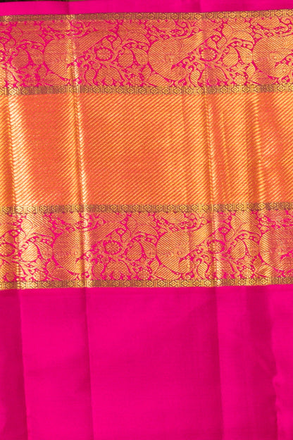 Kanchipuram Silk Plain Lemon Yellow Saree