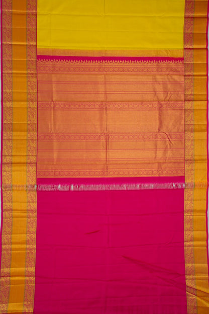 Kanchipuram Silk Plain Lemon Yellow Saree