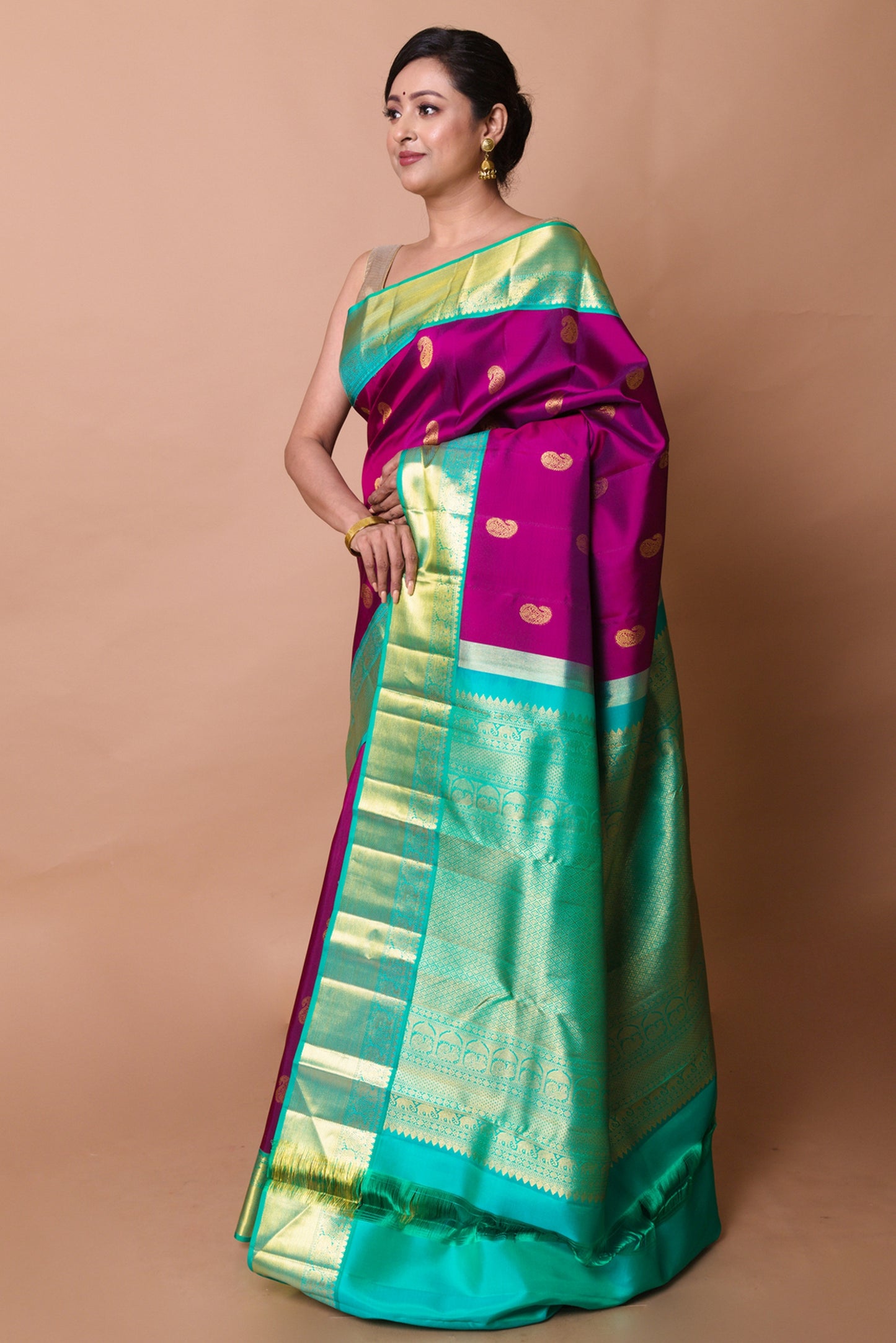Kanchipuram Silk Butta Purple Saree