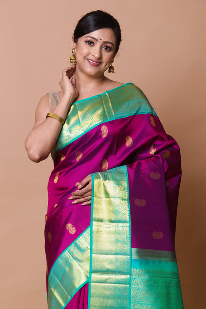 Kanchipuram Silk Butta Purple Saree