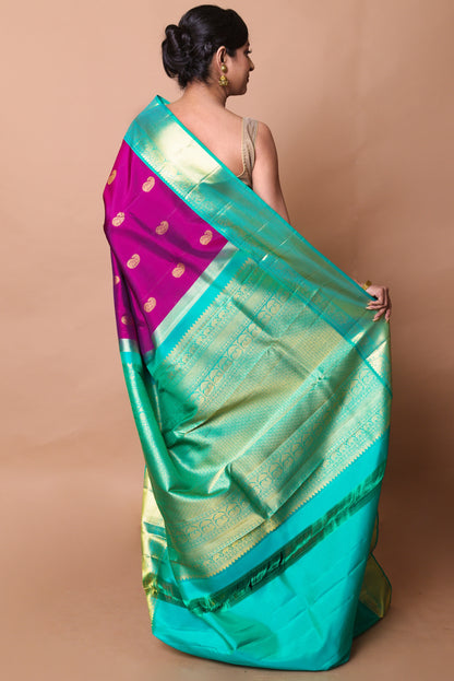 Kanchipuram Silk Butta Purple Saree