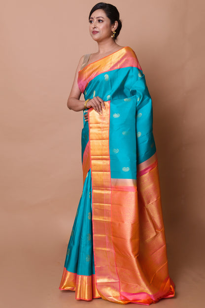 Kanchipuram Silk Butta Blue Saree