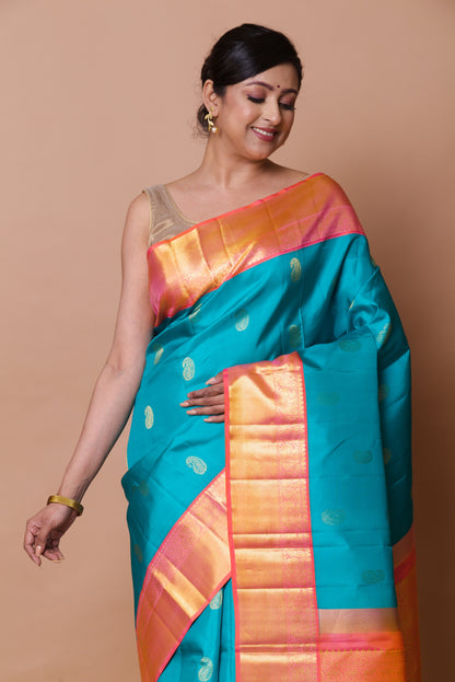 Kanchipuram Silk Butta Blue Saree