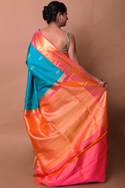 Kanchipuram Silk Butta Blue Saree