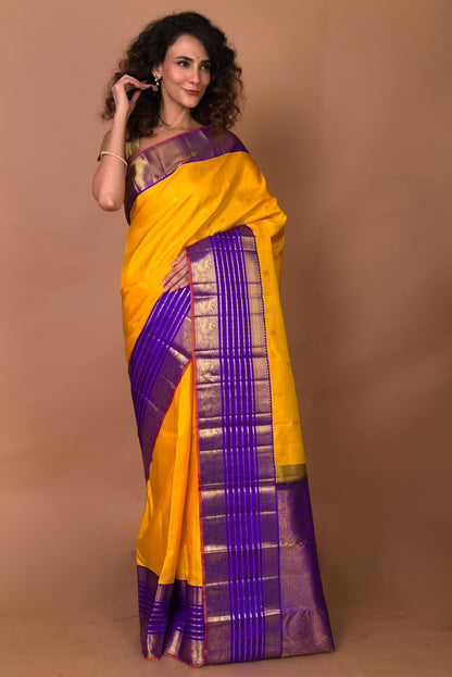 Kanchipuram Silk Butta Yellow Saree