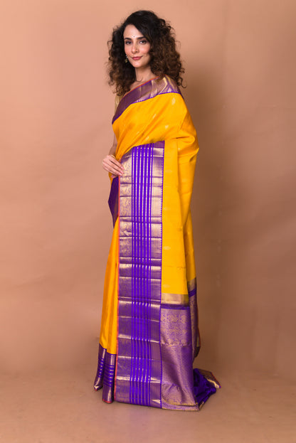 Kanchipuram Silk Butta Yellow Saree
