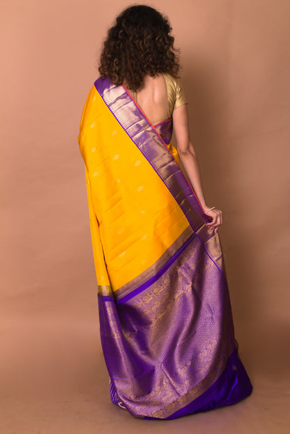Kanchipuram Silk Butta Yellow Saree