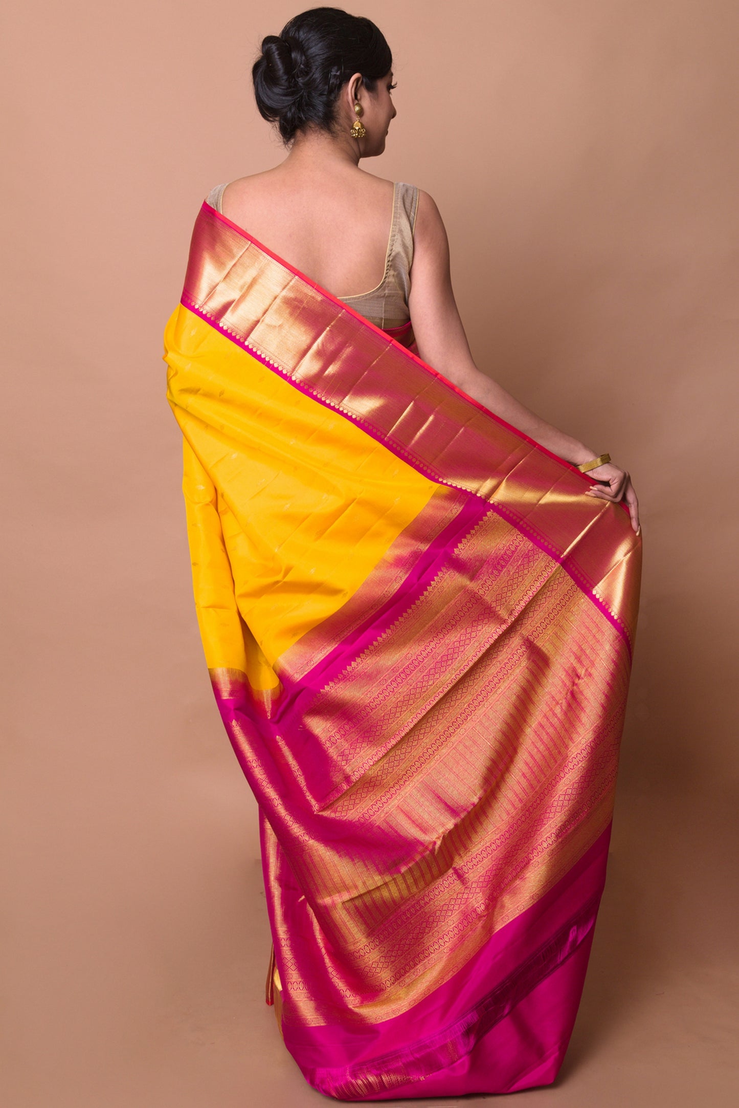 Kanchipuram Silk Butta Yellow Saree