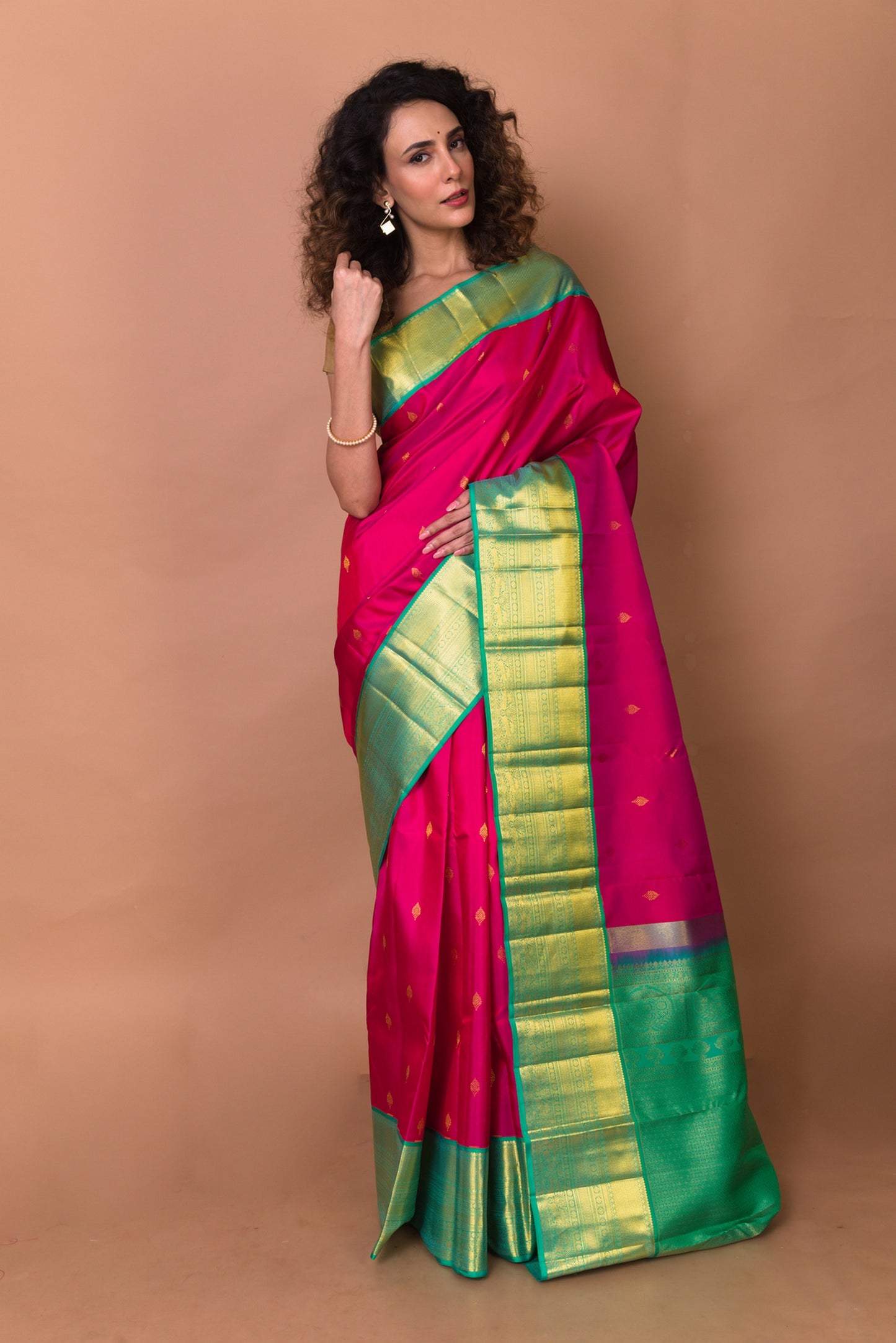 Kanchipuram Silk Butta Pink Saree