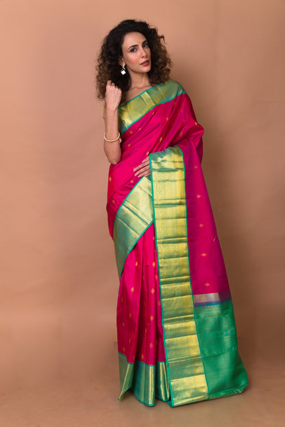 Kanchipuram Silk Butta Pink Saree