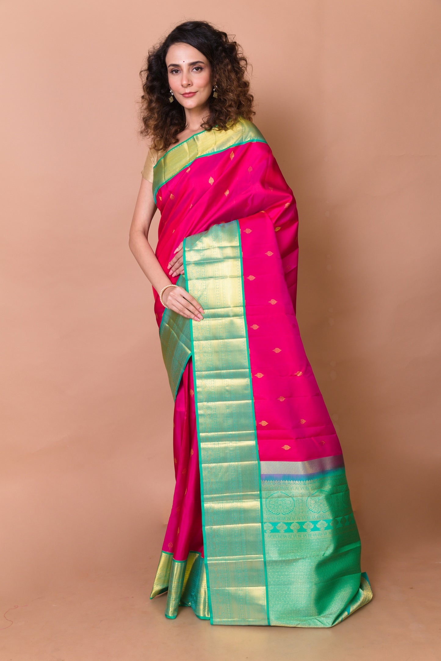 Kanchipuram Silk Butta Pink Saree