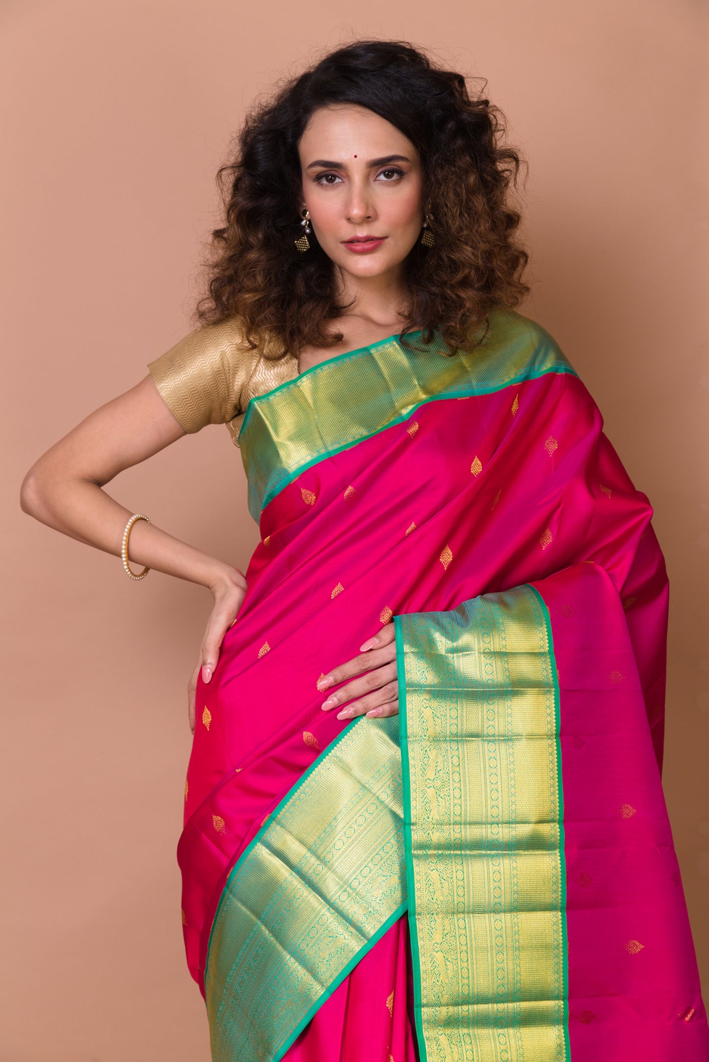 Kanchipuram Silk Butta Pink Saree