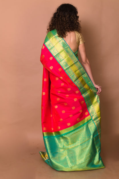 Kanchipuram Silk Butta Orange Saree